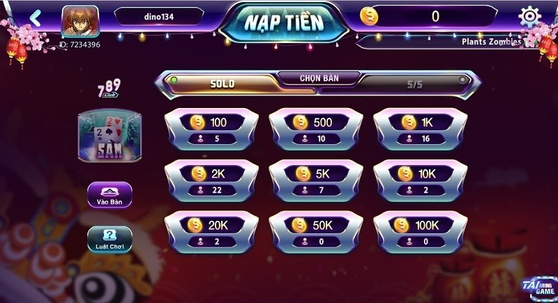 Chơi game bài sâm trực tuyến uy tín